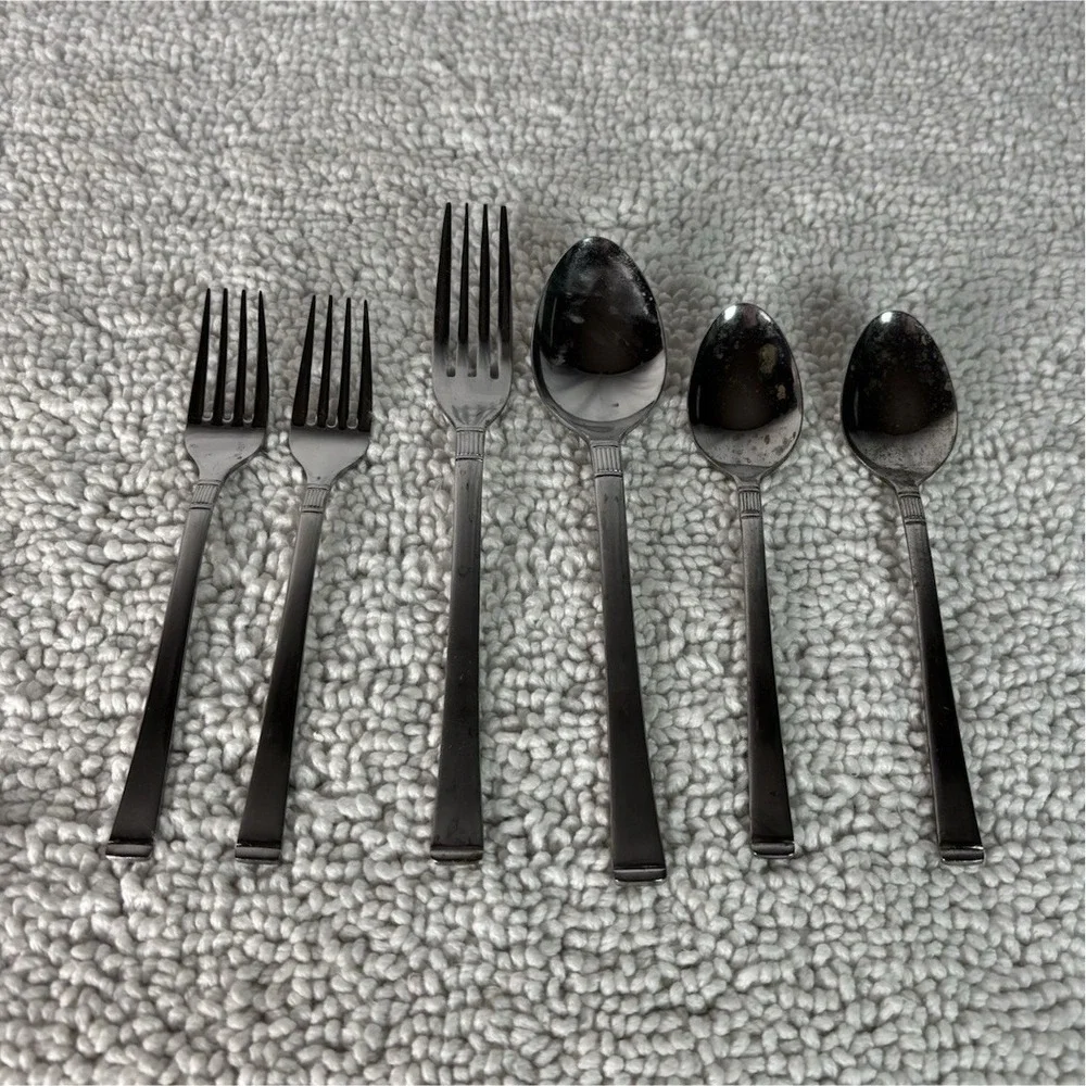 Robie Doric Glossy Stainless Steel Silver Flatware Set 6pcs Forks & Spoons